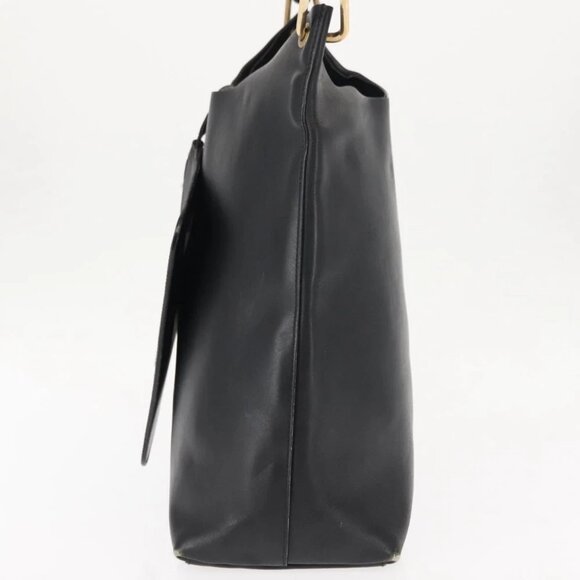 GUCCI Bamboo Shoulder Bag Leather Black Gold - Picture 6 of 15